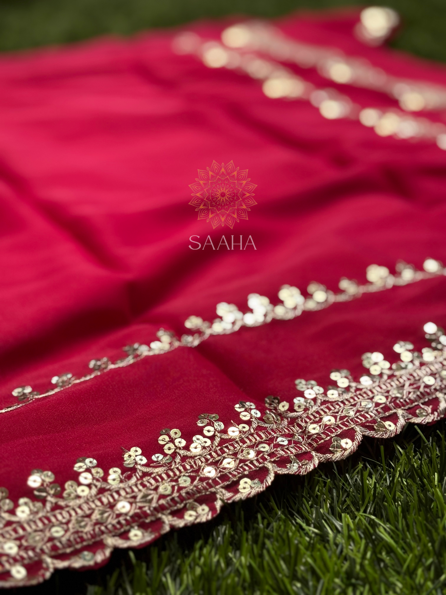 Scarlet Sparkle_Shimmering Georgette Partywear Saree