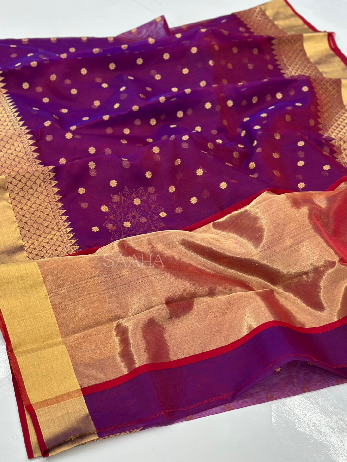 Amethyst Grandeur_Handwoven Pure Chanderi Silk Saree