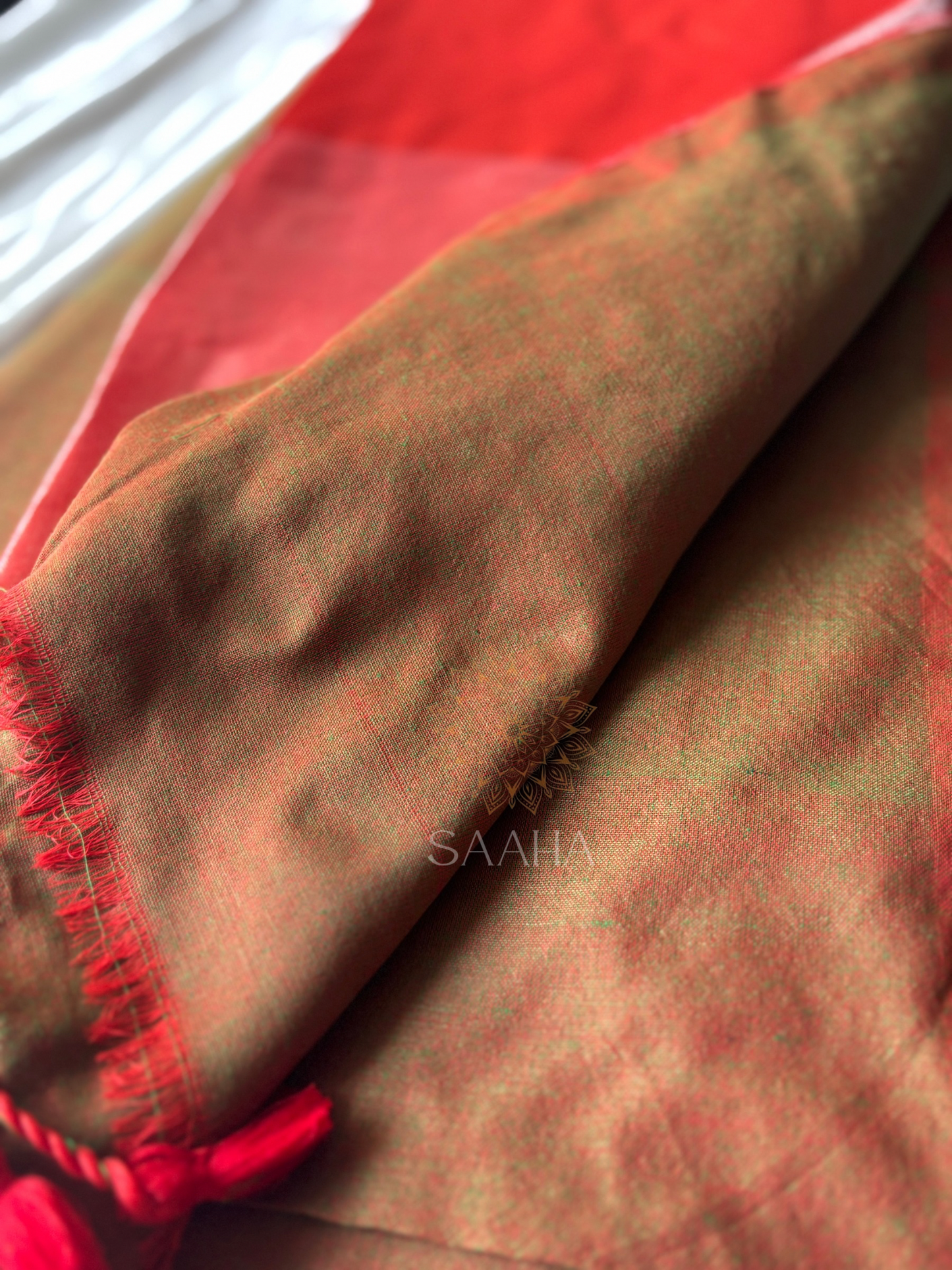 Earth & Ember Handwoven Cotton Tissue Saree