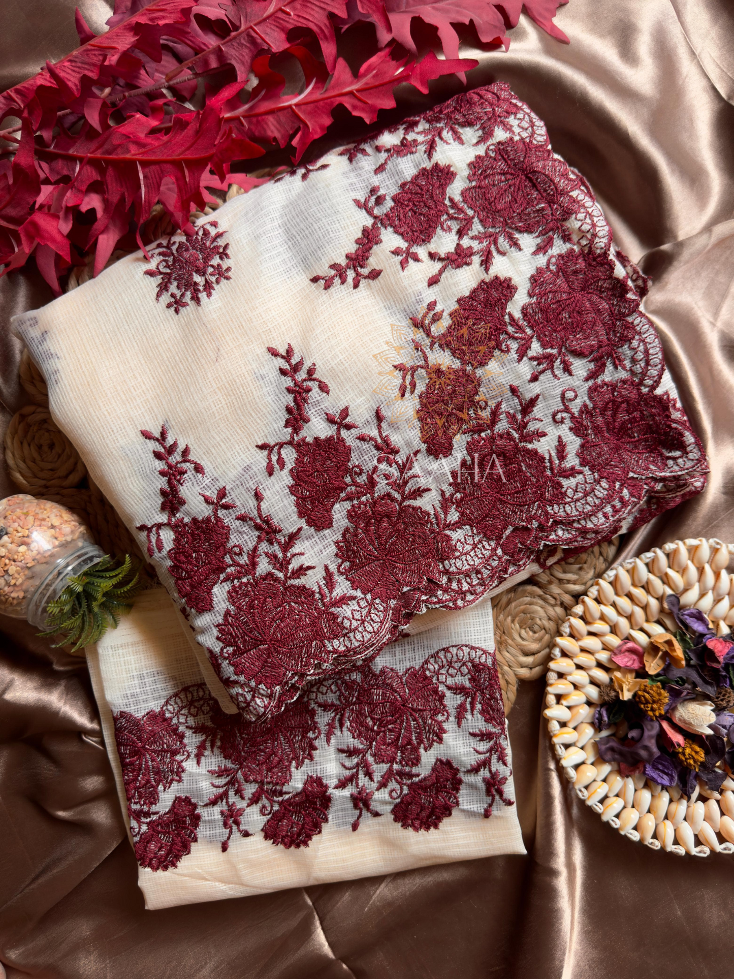 Ivory Bloom_Soft Kota Doriya Saree
