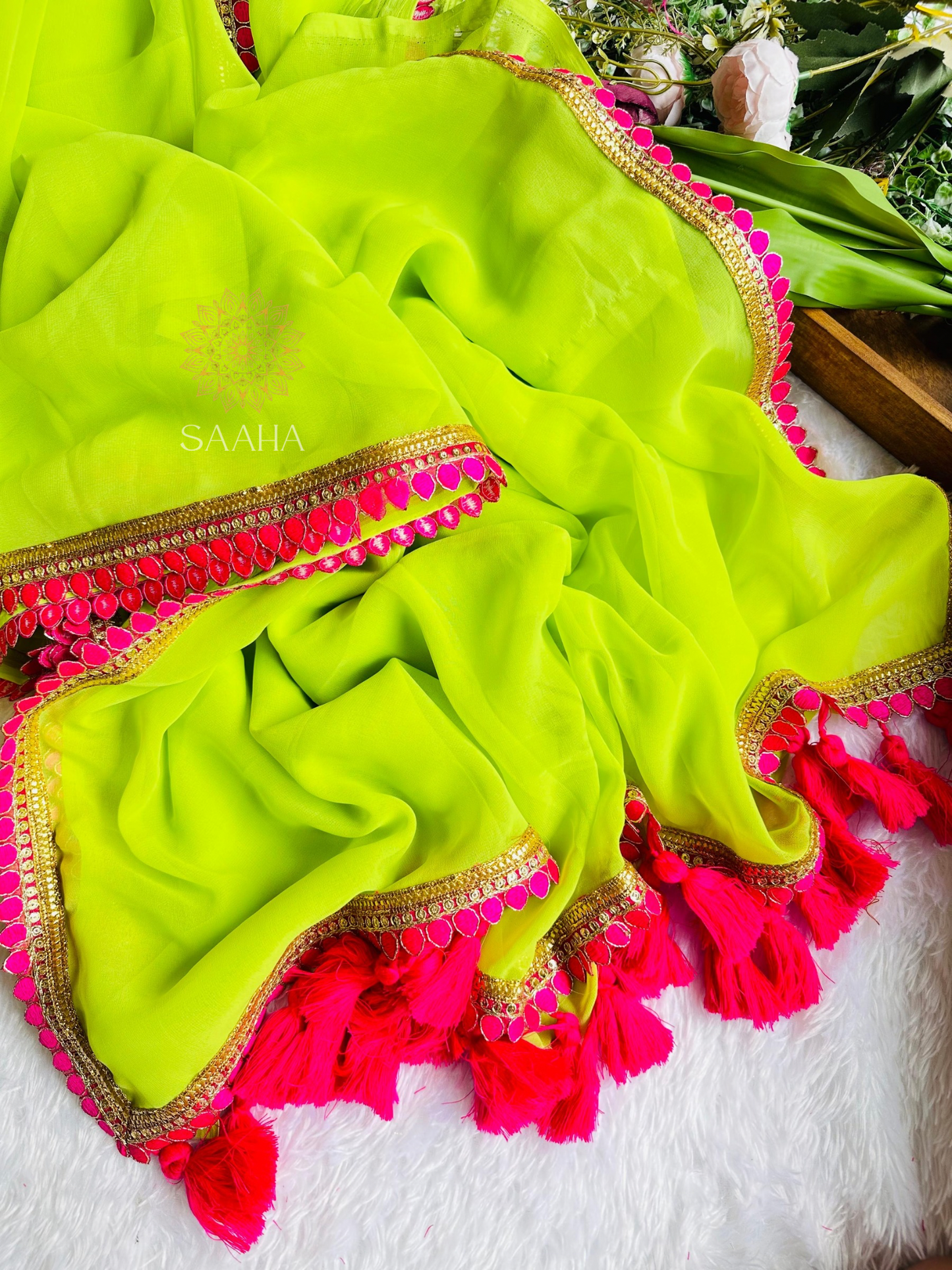 Rangrez_Lightweight Georgette Saree with Gotapatti lace border