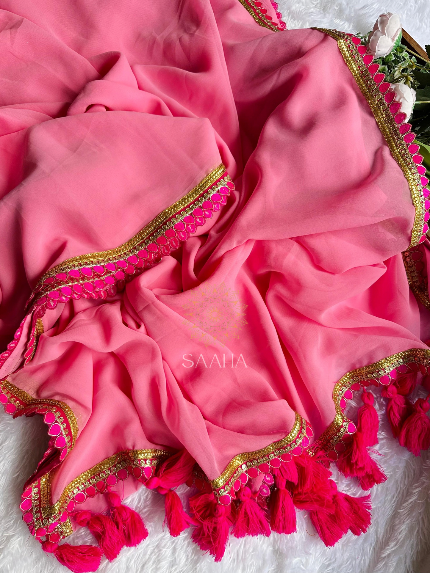 Rangrez_Lightweight Georgette Saree with Gotapatti lace border