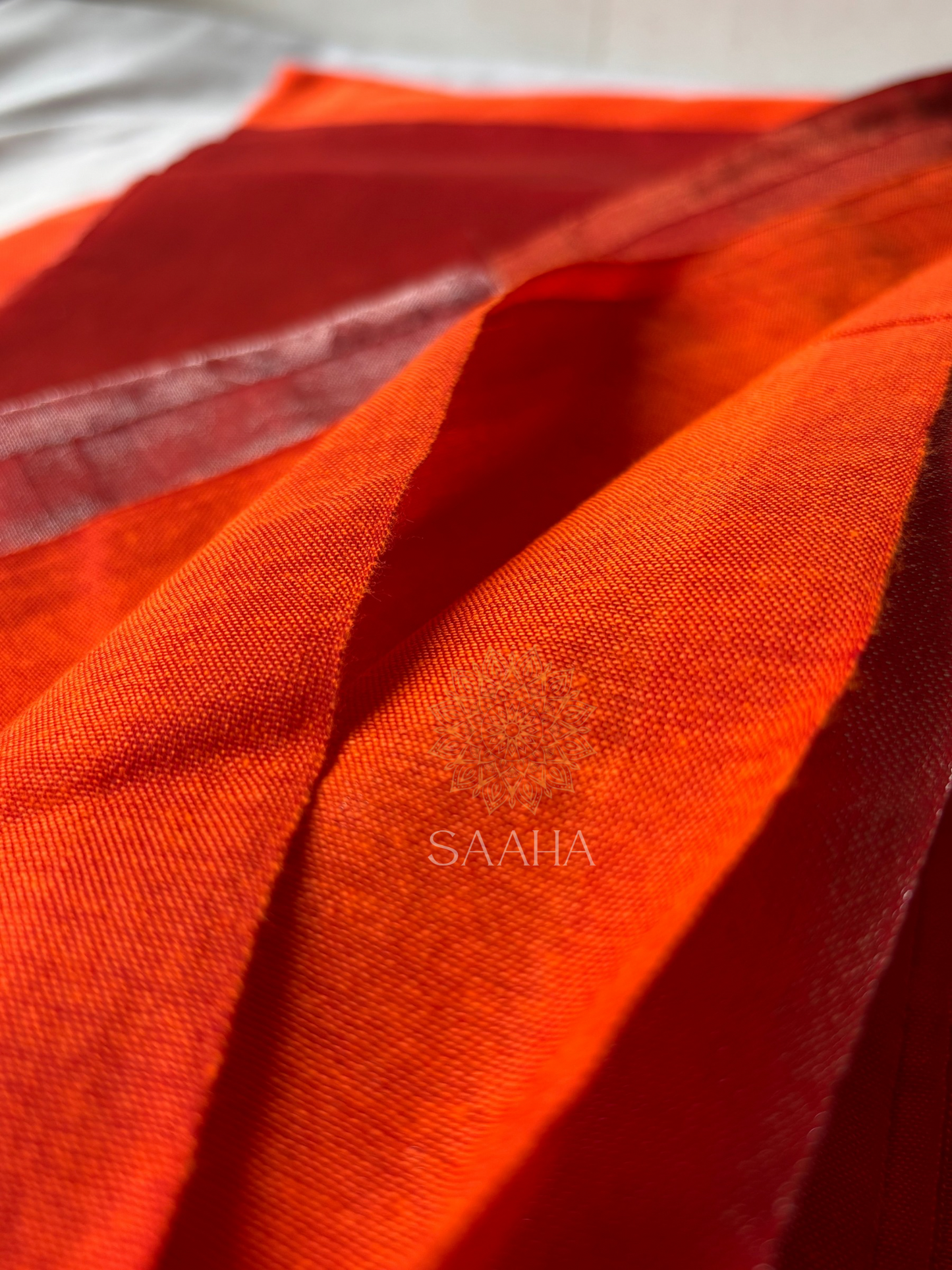 Sunrise Cascade_Handwoven Cotton Tissue Saree