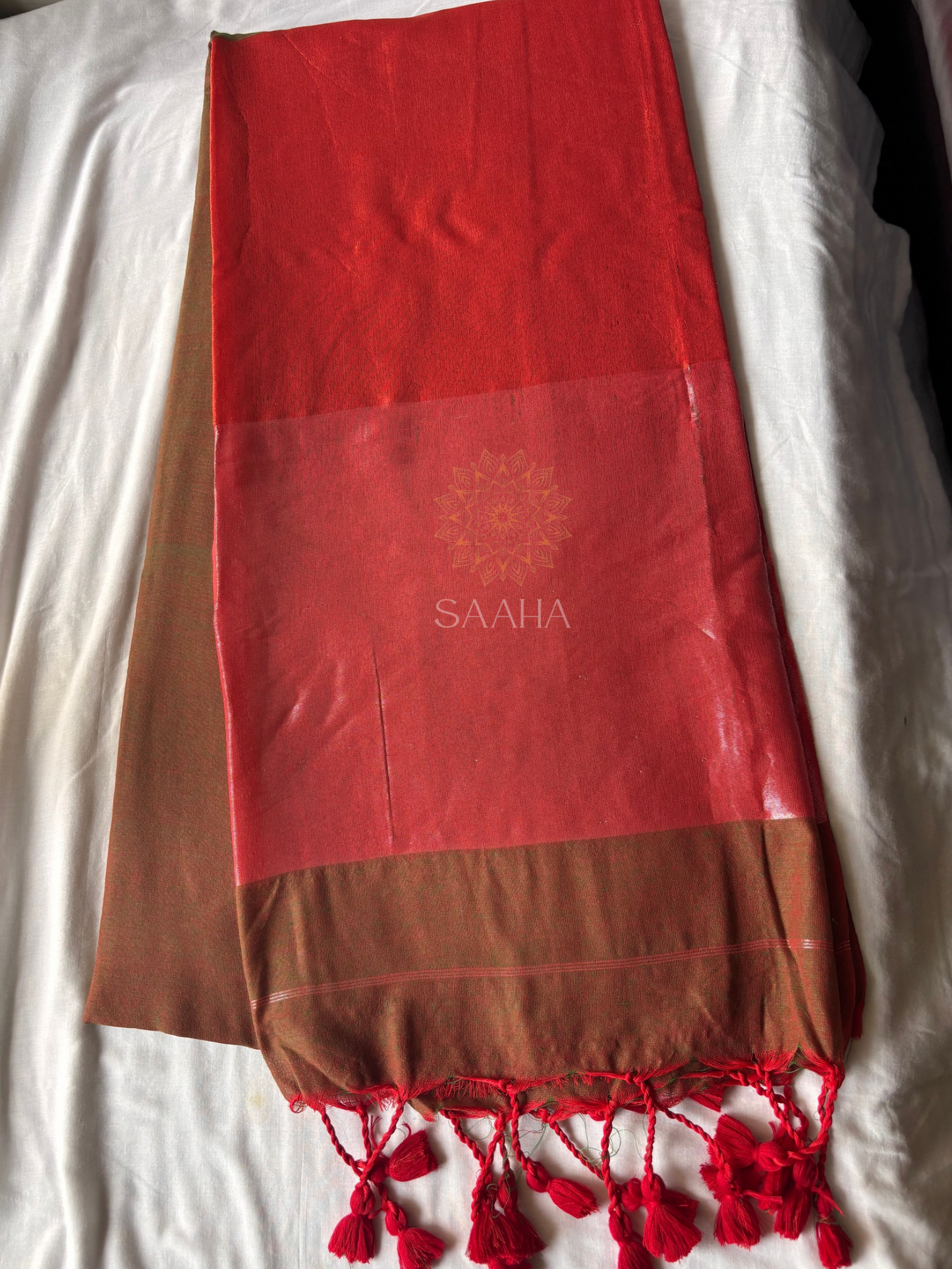 Earth & Ember Handwoven Cotton Tissue Saree