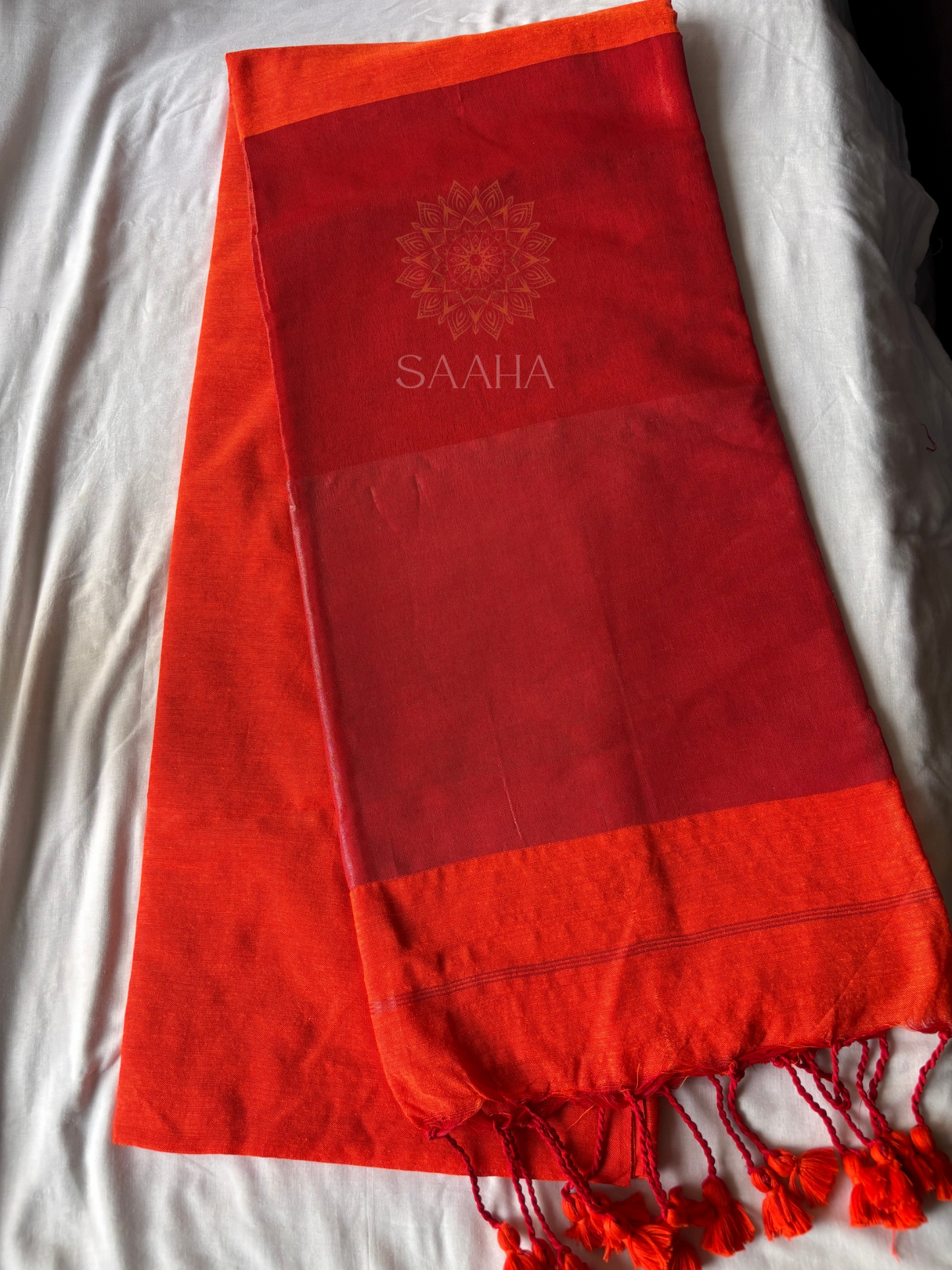 Sunrise Cascade_Handwoven Cotton Tissue Saree