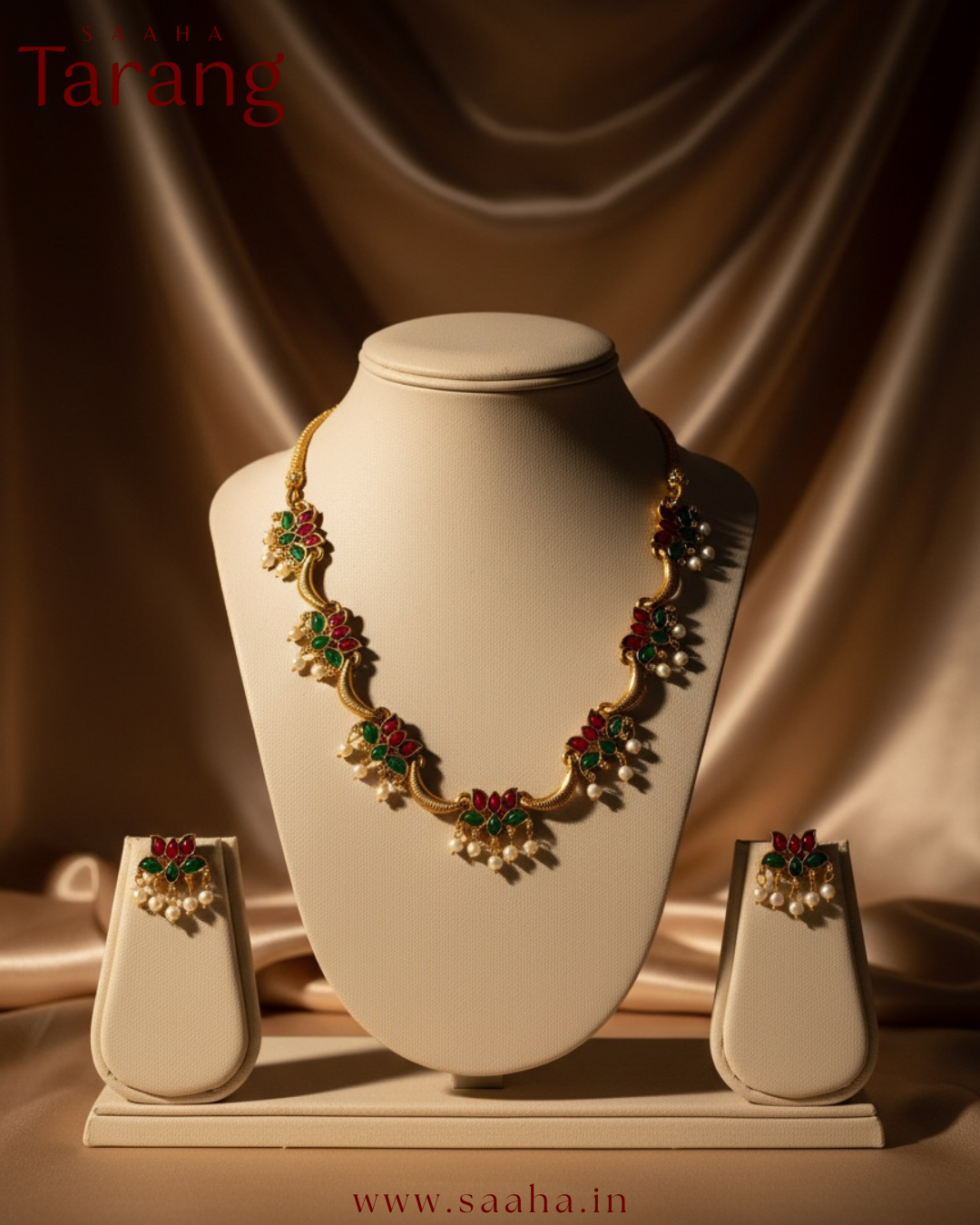 Kamalini_Kemp Lotus Choker with Pearl