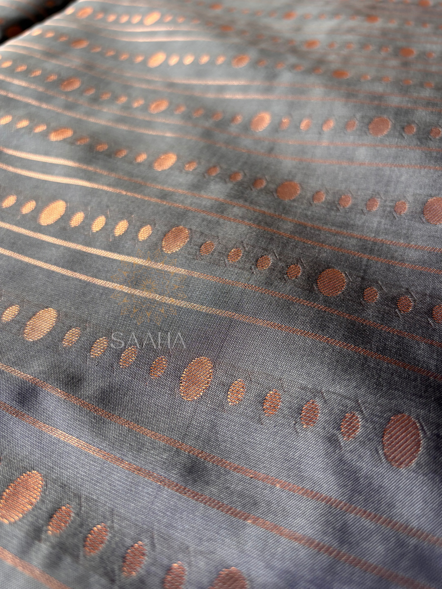 Graphite & Garnet Kanjeevaram Semi Silk saree