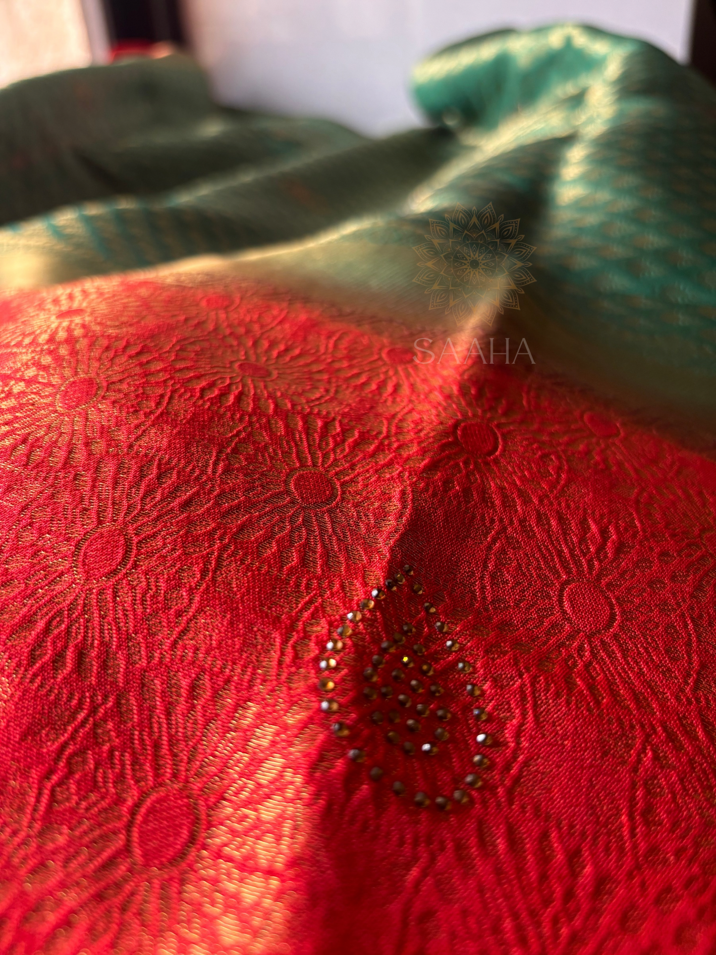 MOHINI_Emerald Green Brocade Soft Silk Saree