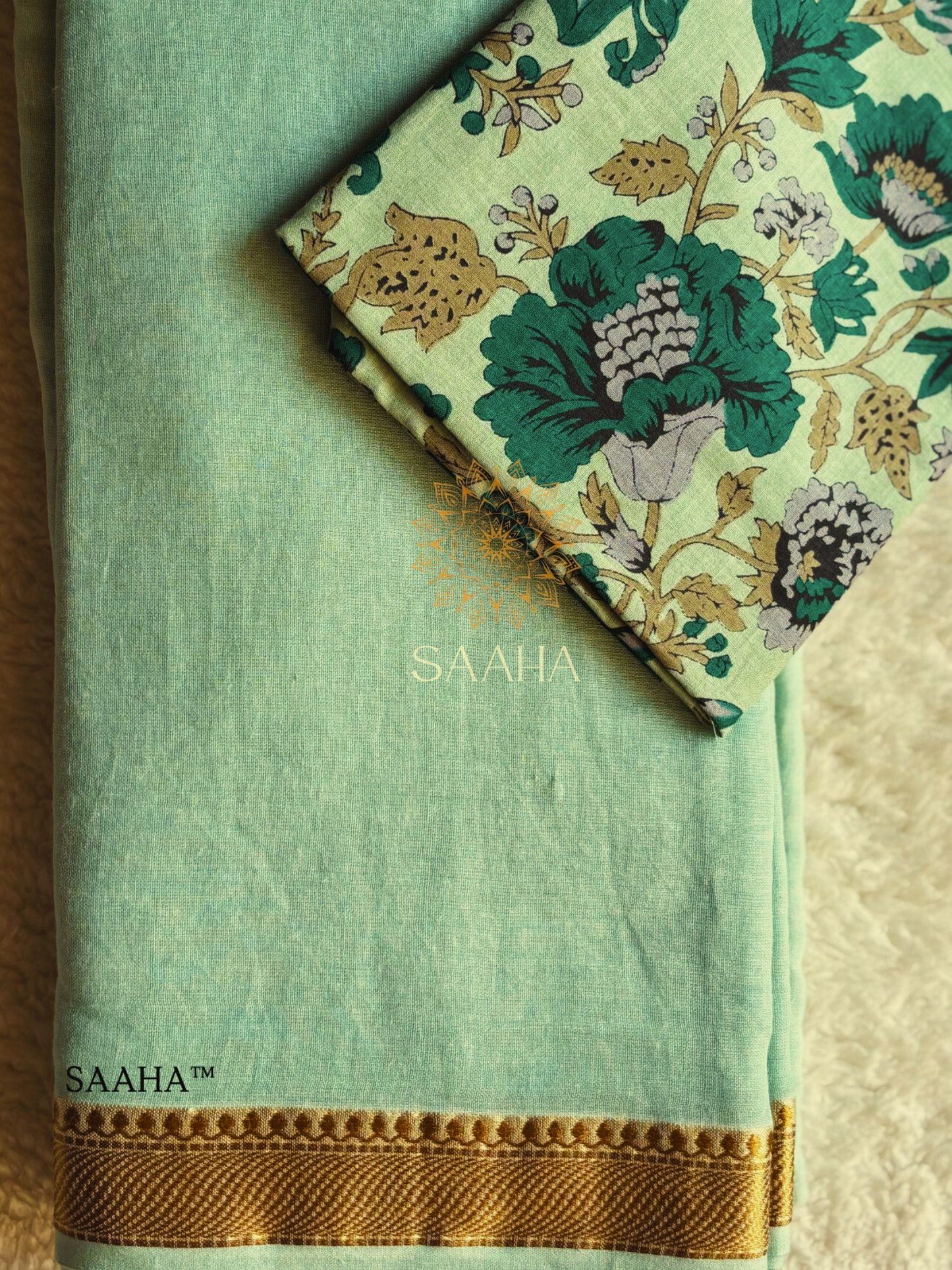 Mint Meadow_Mulcotton Saree