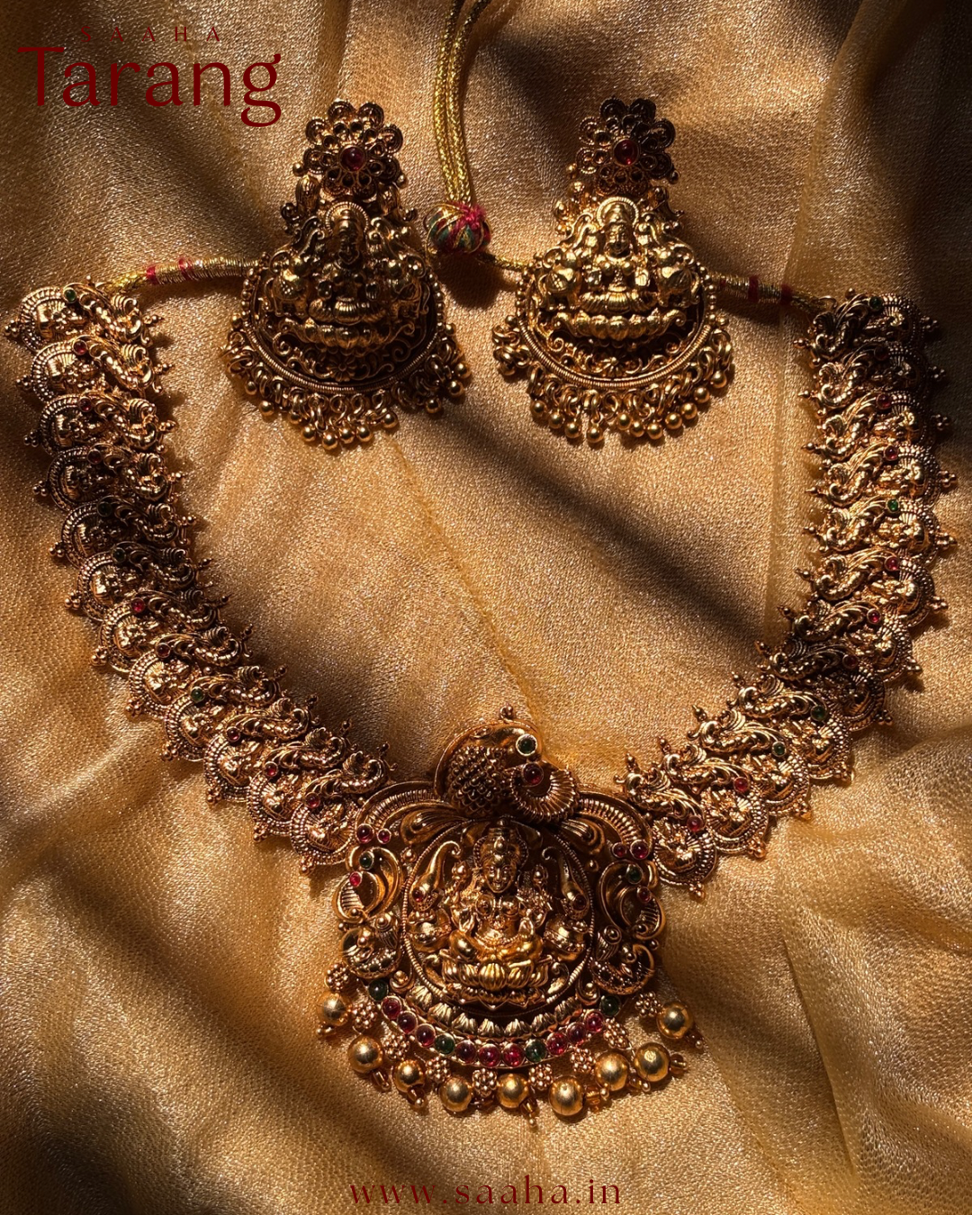 Mythili_Antique Gold-toned Coin & Lakshmi Pendant Necklace