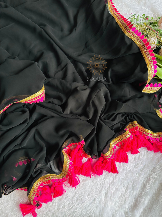 Rangrez_Lightweight Georgette Saree with Gotapatti lace border