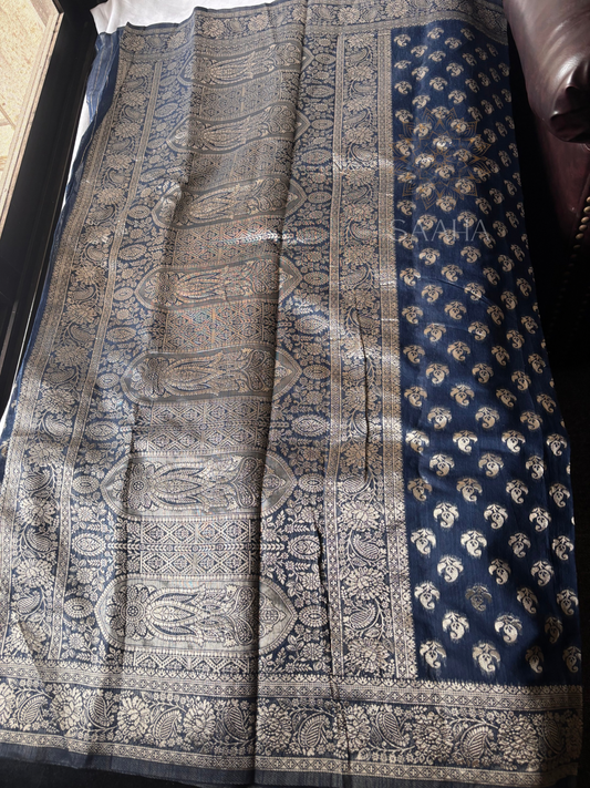 DAMAYANTI_Chanderi Cotton Saree with Zari Weave Border