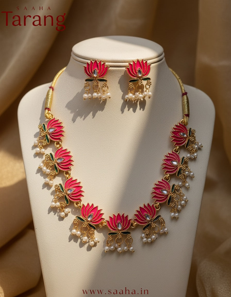 Padmini_Pink Lotus Pearl with Necklace