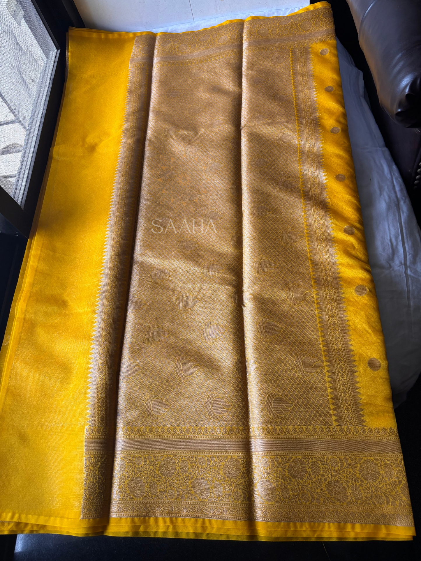 Sunflower Serenade_Semi Kora Organza Silk Saree