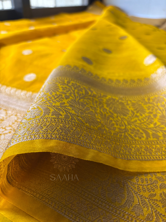 Sunflower Serenade_Semi Kora Organza Silk Saree