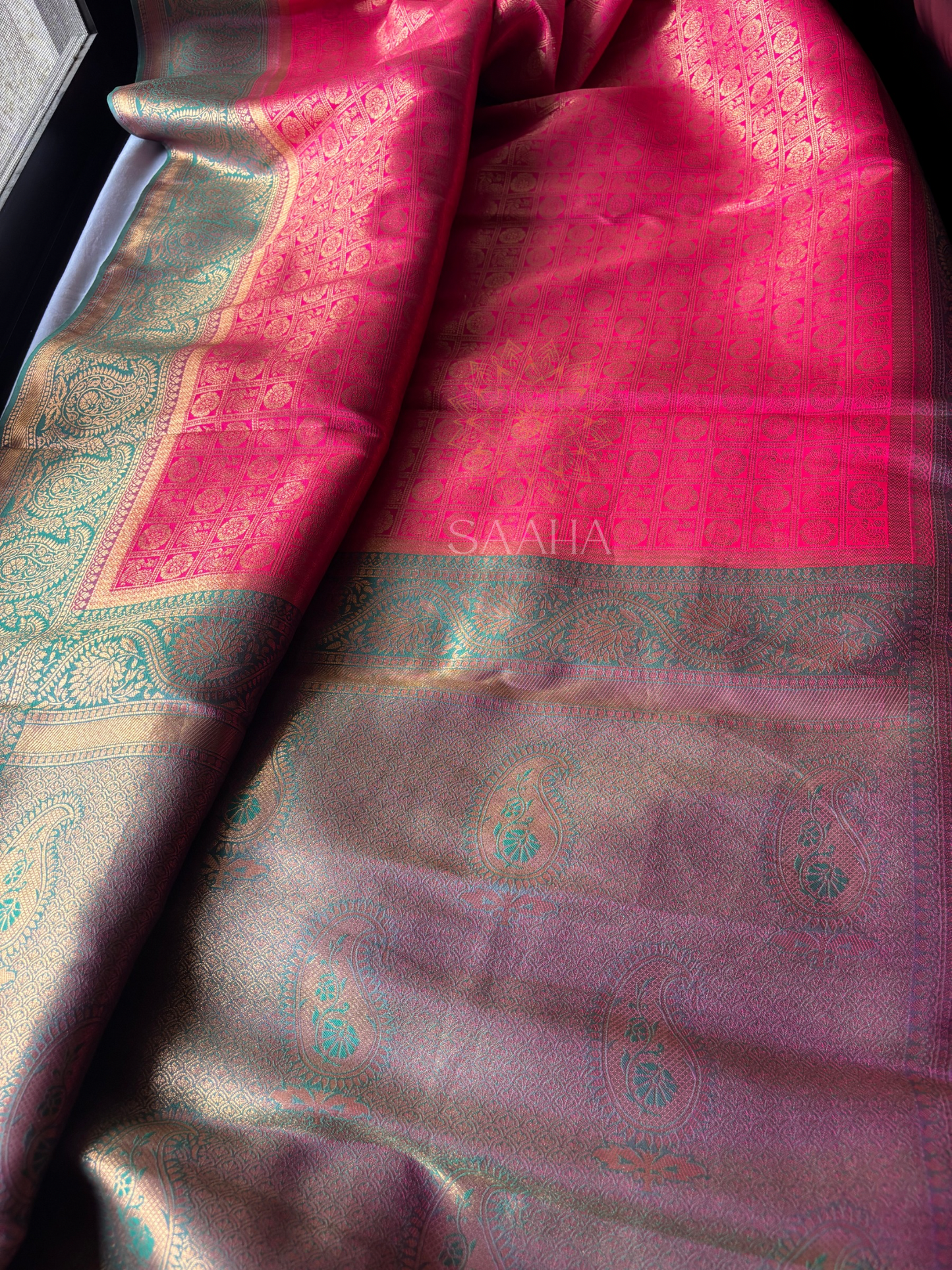 DEVANGI_Hot Pink Kanjeevaram Semi Silk Saree