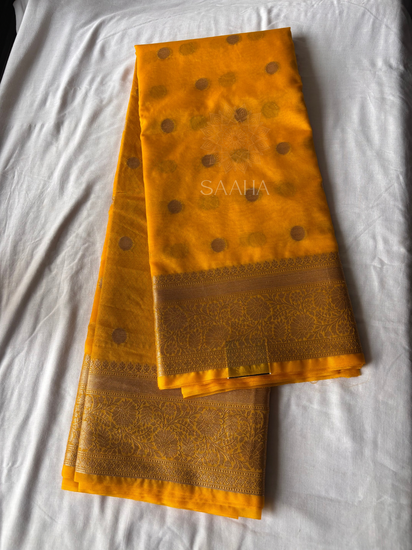 Sunflower Serenade_Semi Kora Organza Silk Saree