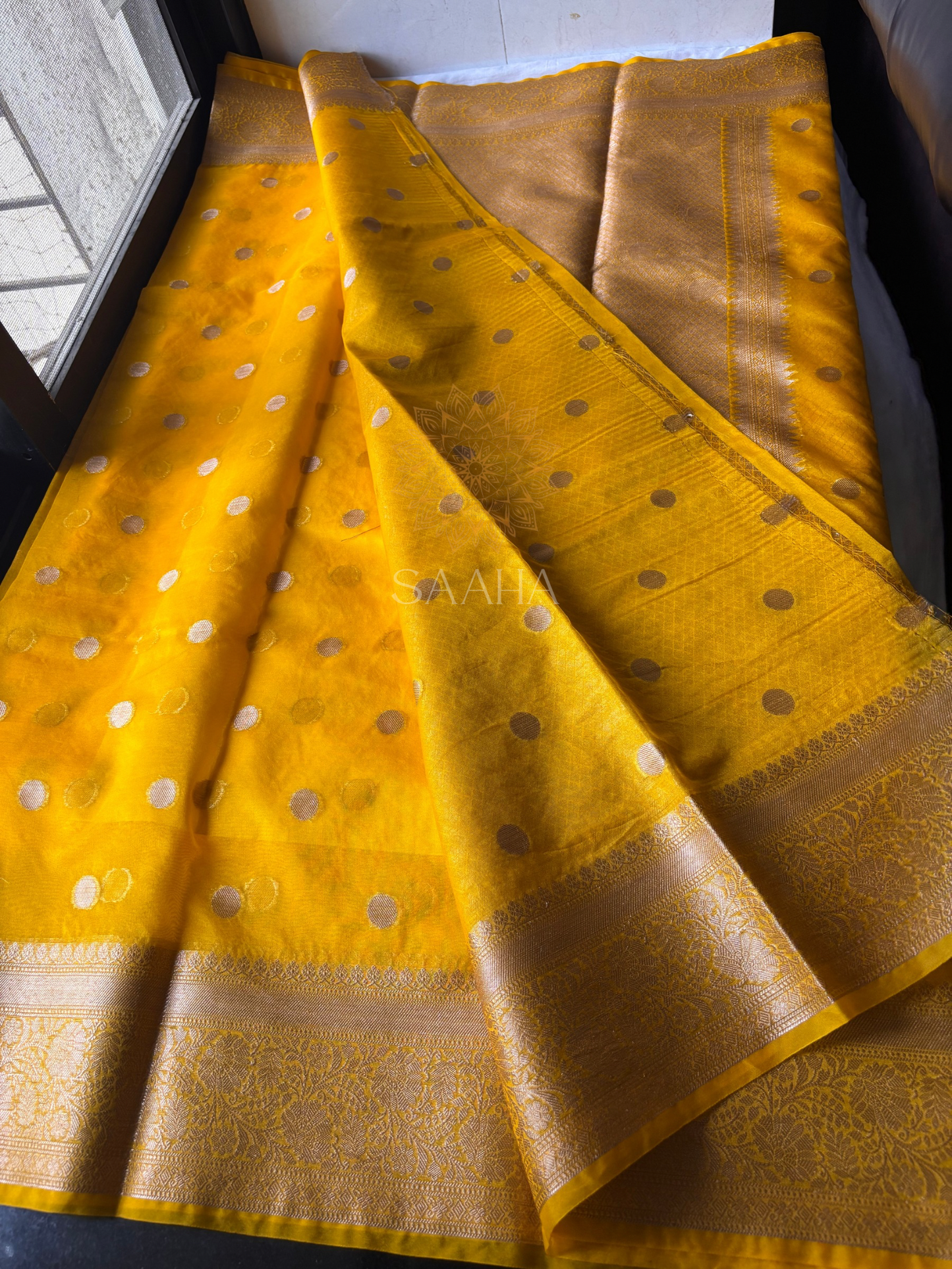 Sunflower Serenade_Semi Kora Organza Silk Saree