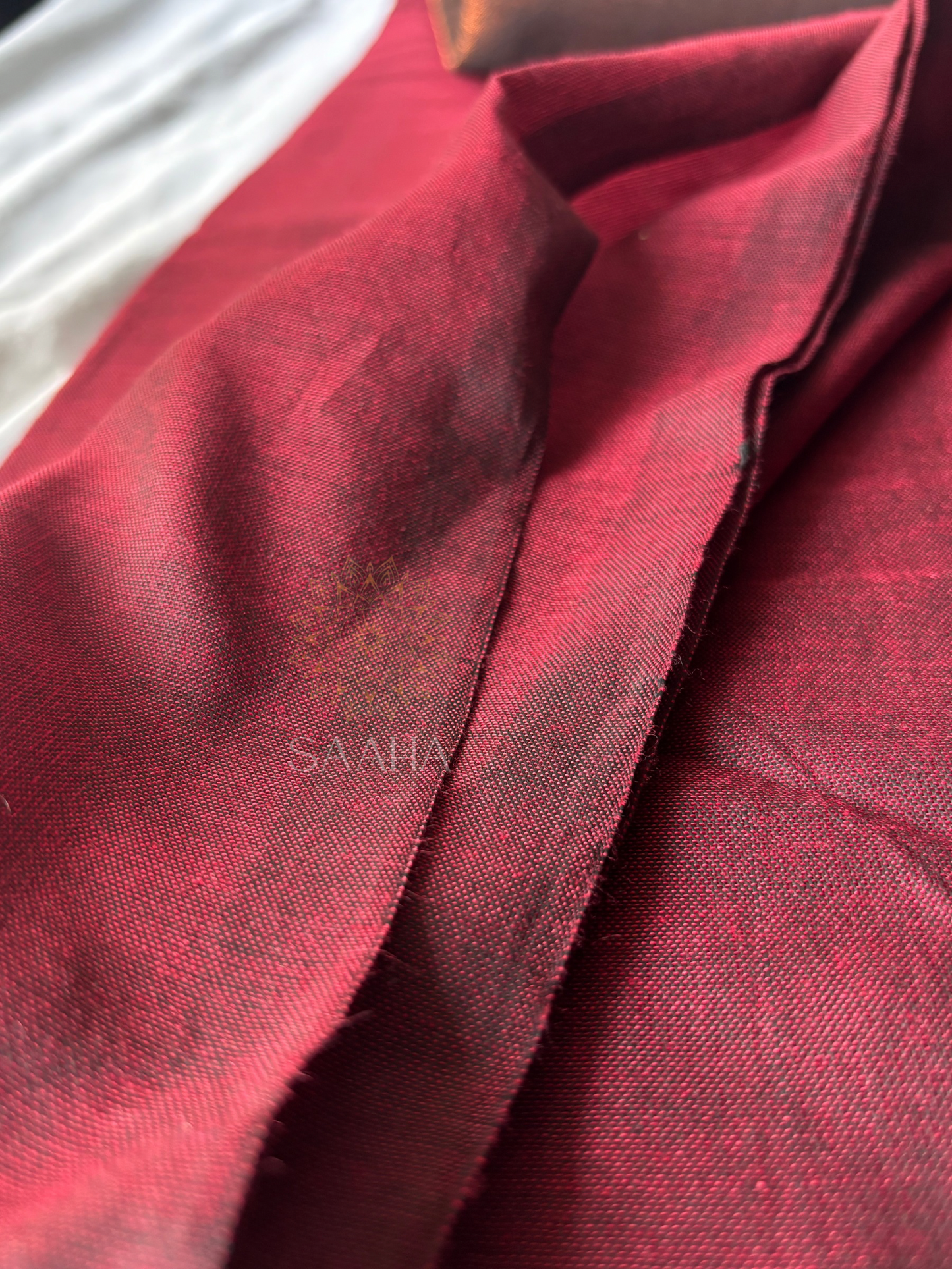 Mystic Merlot_Handwoven Cotton Tissue Saree