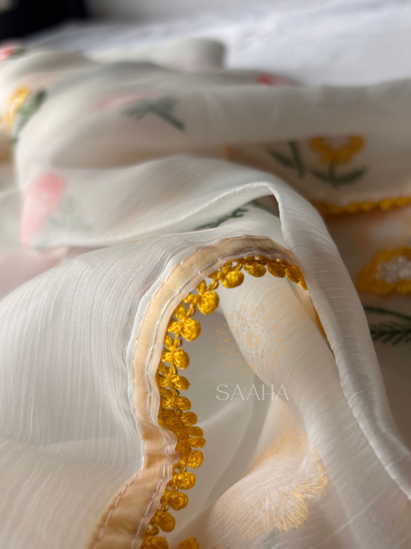 Fairytale Flora_Blended Chiffon Organza Saree