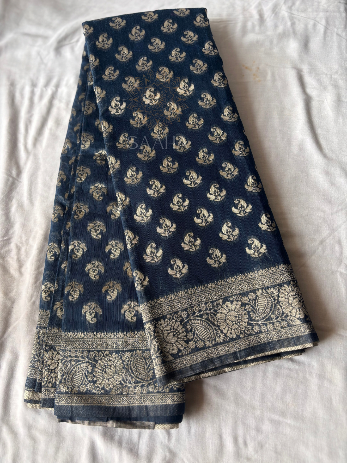 DAMAYANTI_Chanderi Cotton Saree with Zari Weave Border