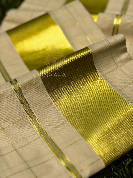 MOHANA_Handwoven Kerala Kasavu Set Mundu(Traditional Wear)