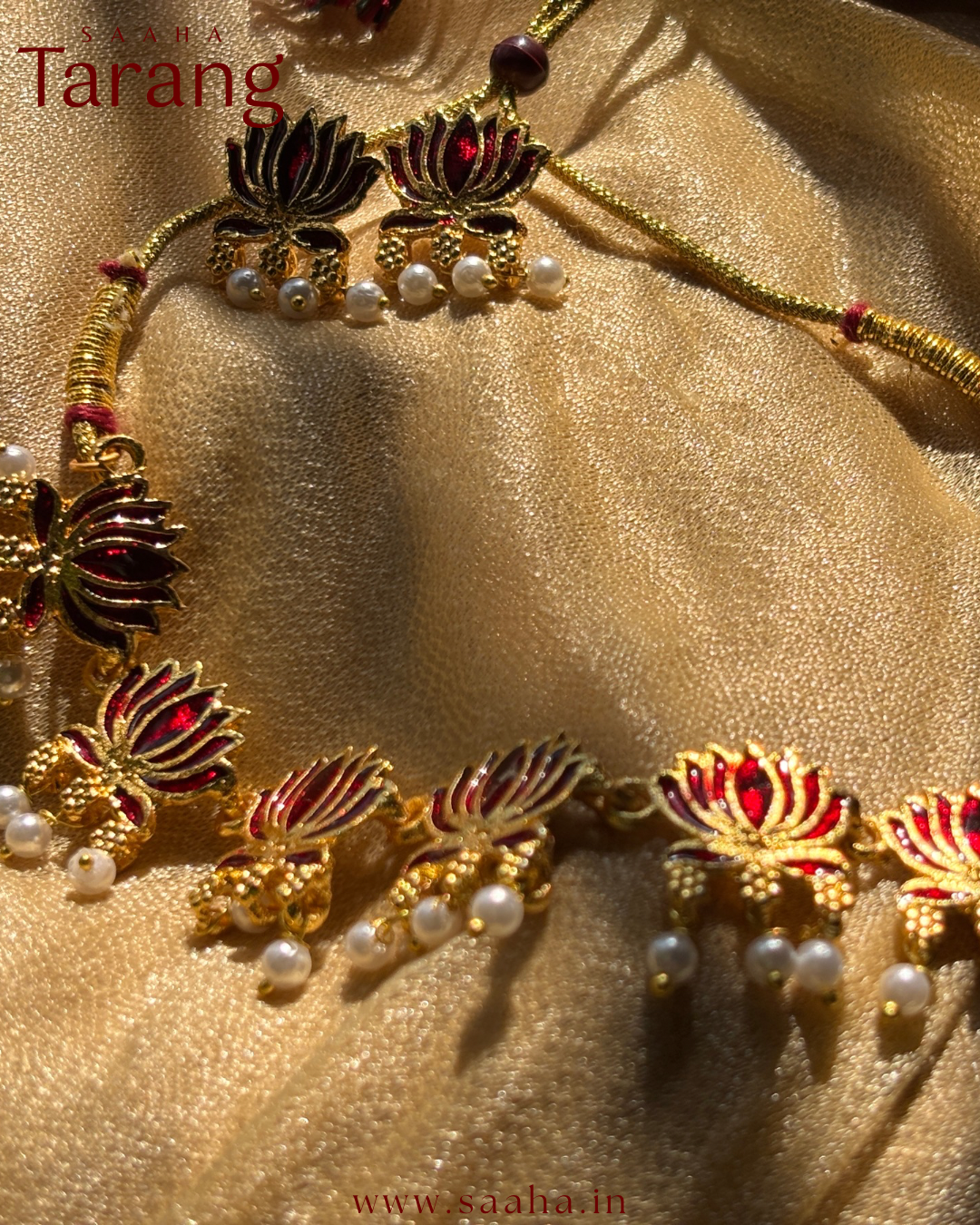 Padmini_Red Lotus Pearl Choker Necklace