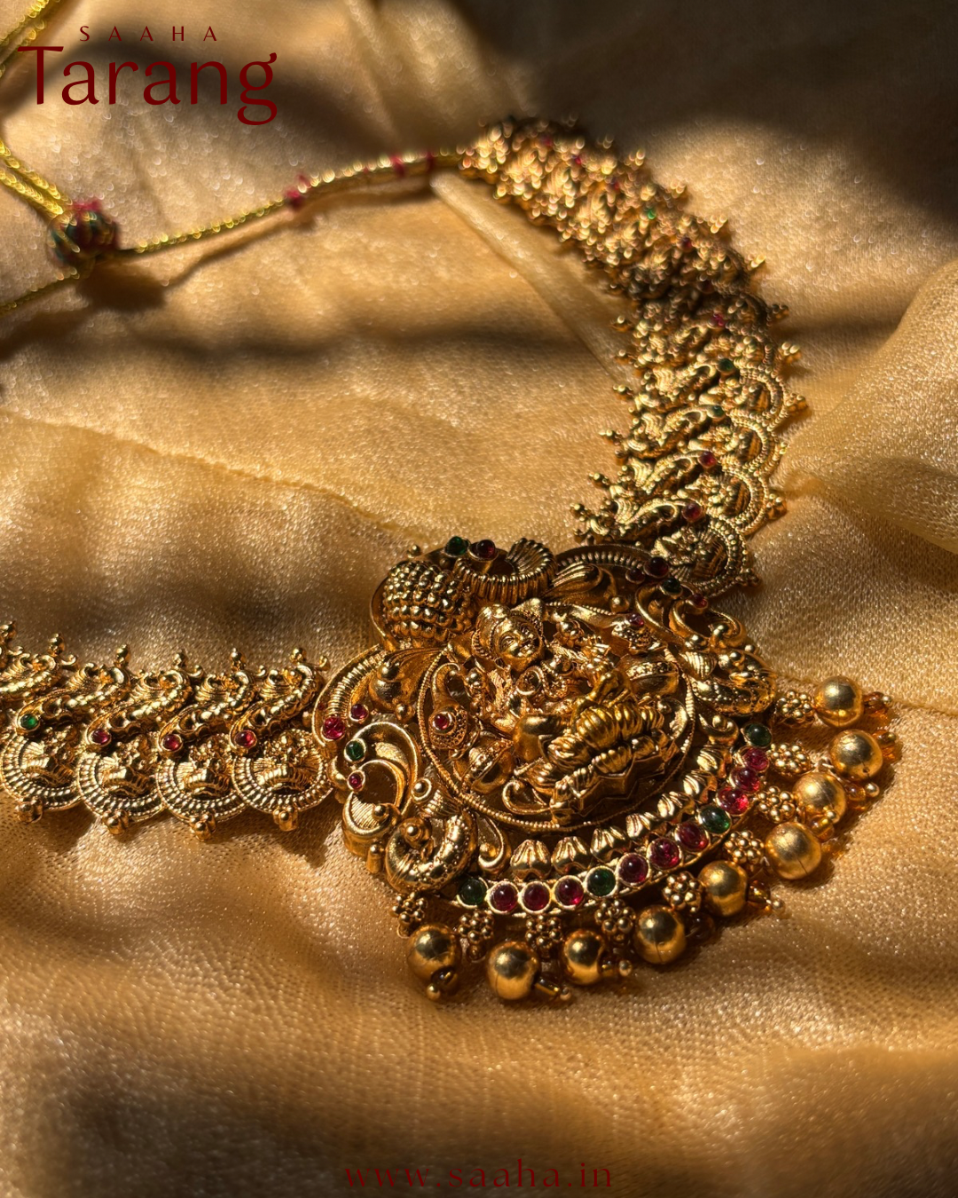 Mythili_Antique Gold-toned Coin & Lakshmi Pendant Necklace