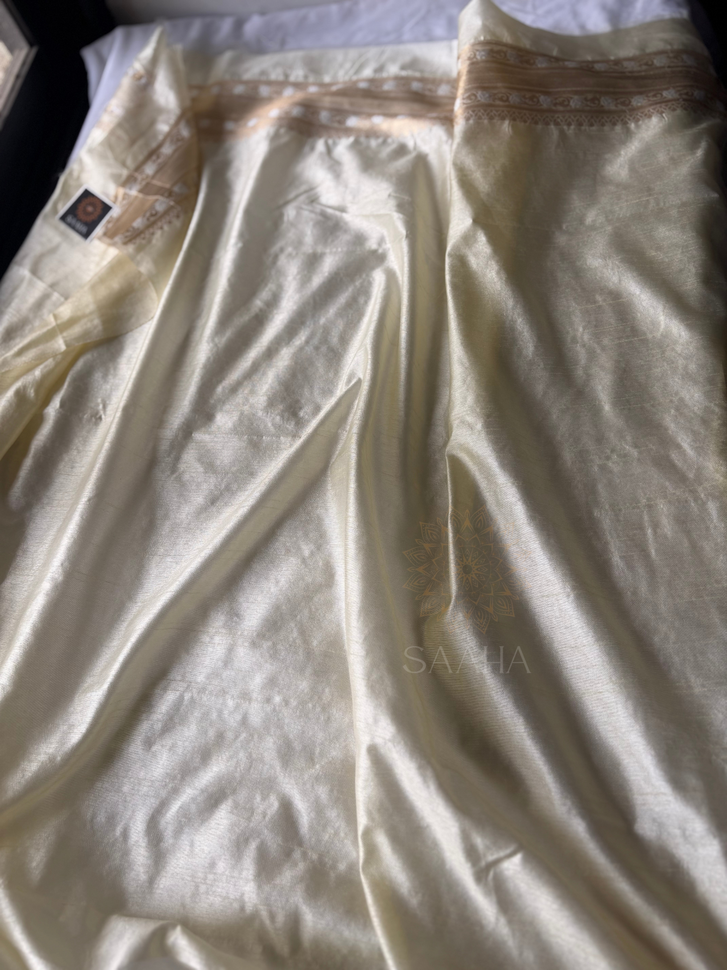 Paisley Paradise_Off-White Organza Silk Saree