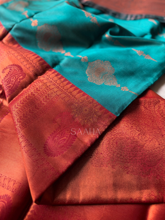 Aqua Allure_Kanjeevaram Semi Silk Saree