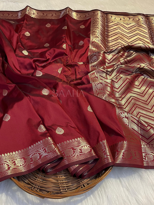 Maroon Melange_Banarasi Silk Saree