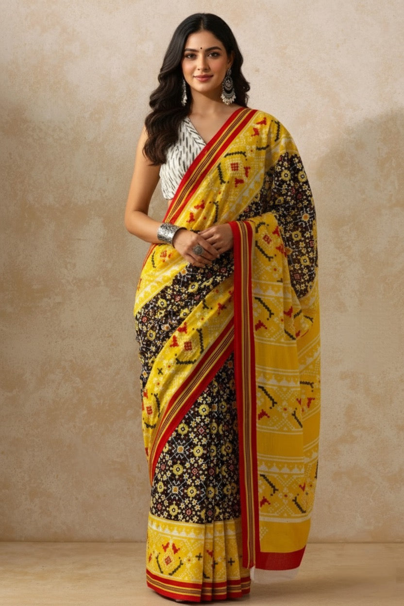Sona Kali_Hand Block Printed Mulmul Saree