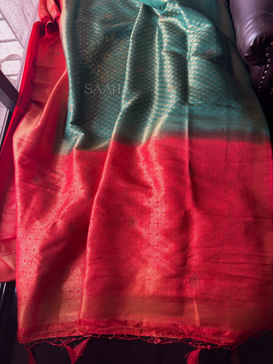 MOHINI_Emerald Green Brocade Soft Silk Saree