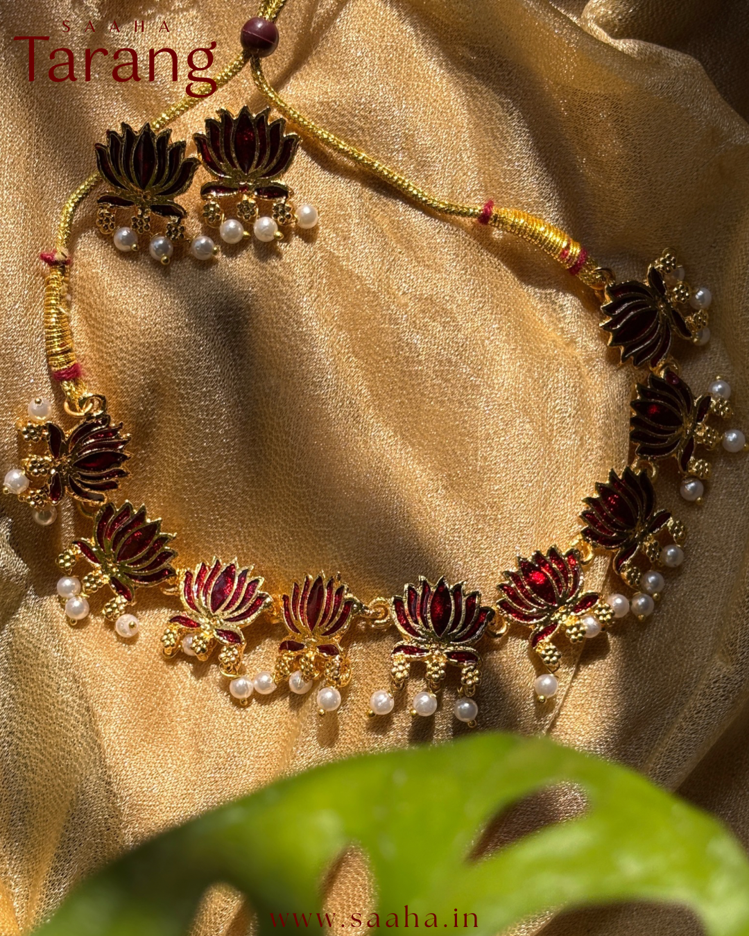 Padmini_Red Lotus Pearl Choker Necklace