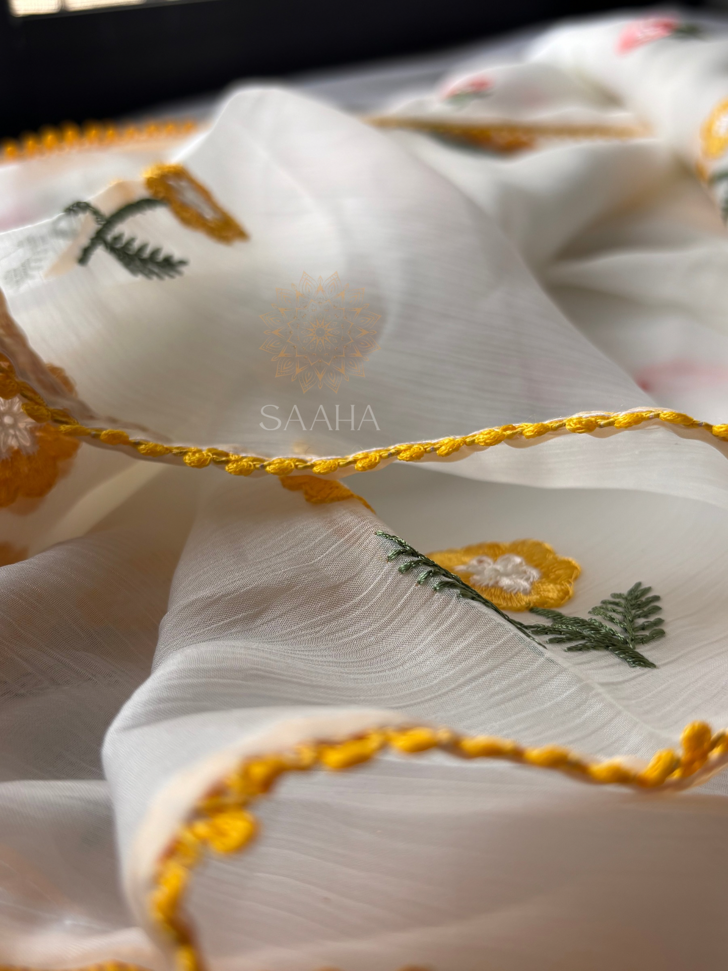Fairytale Flora_Blended Chiffon Organza Saree