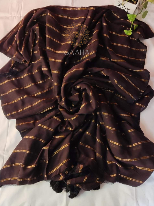 NOOR_Khadi Cotton Saree with Copper Zari Stripes