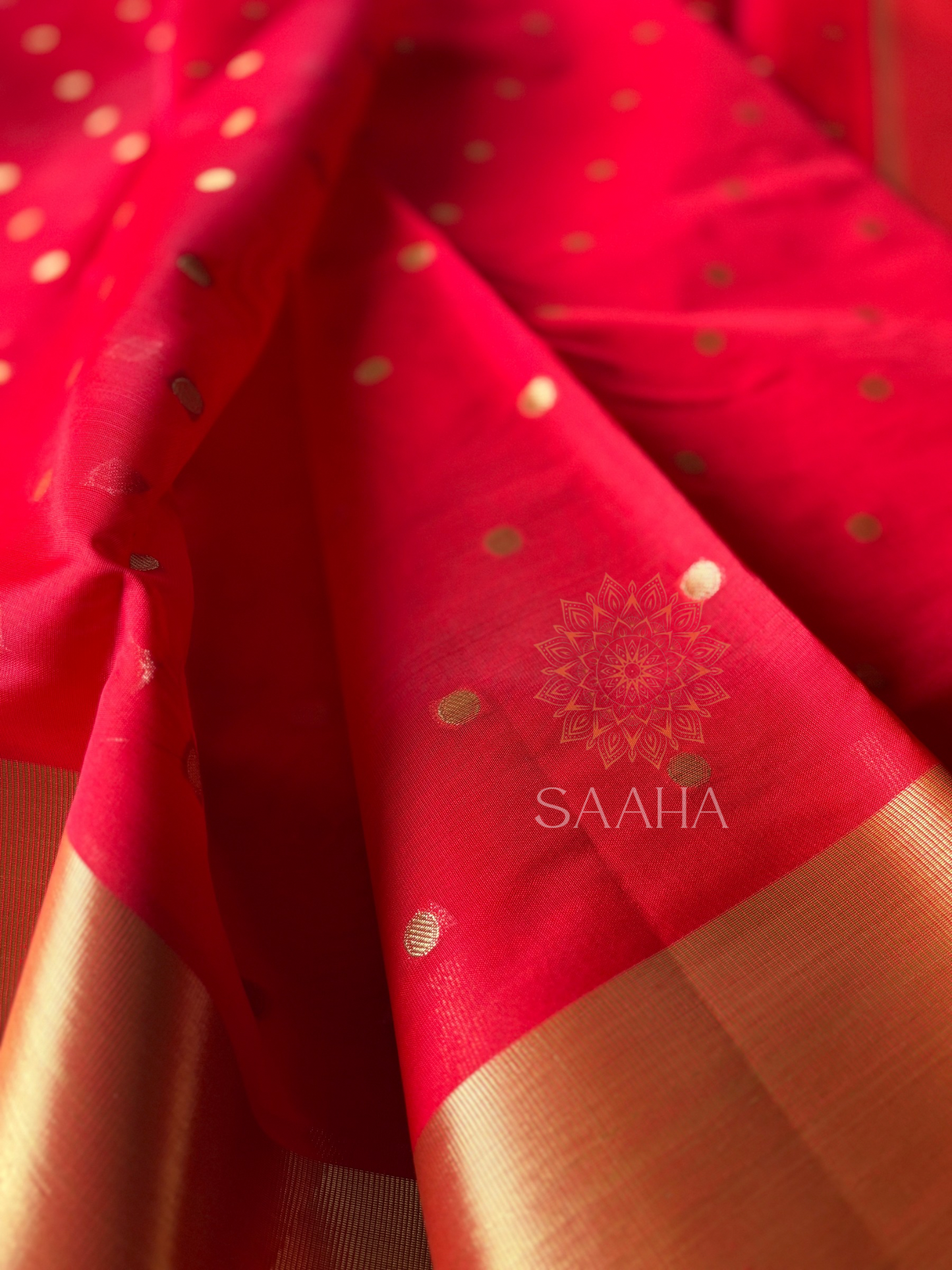 Golden Polka_Soft Banarasi Silk Cotton Saree