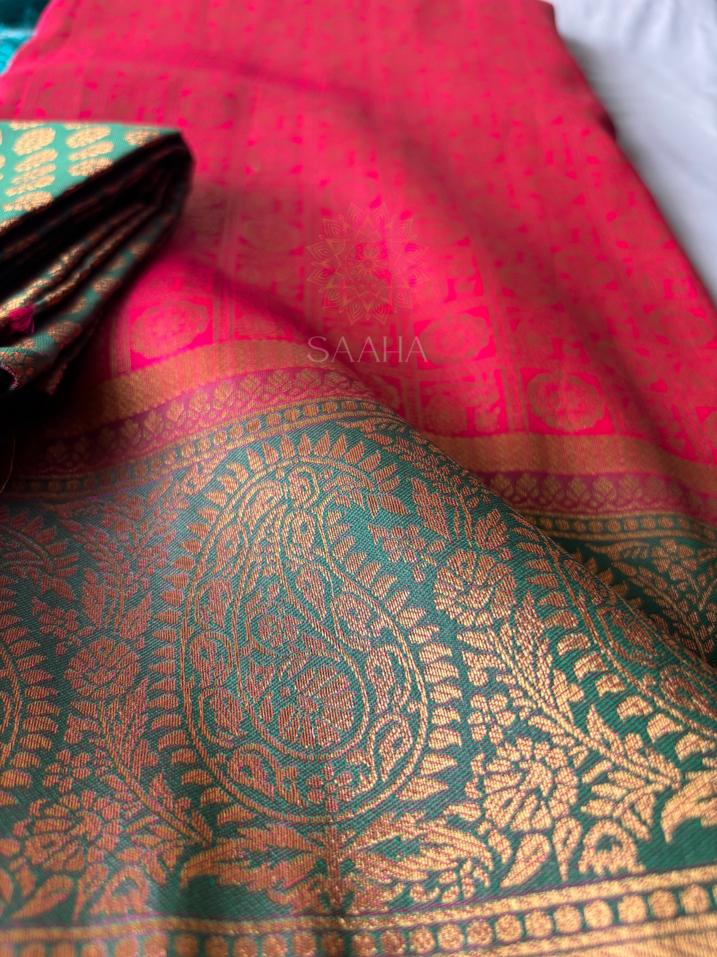 DEVANGI_Hot Pink Kanjeevaram Semi Silk Saree