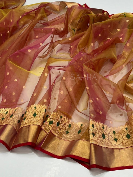 Sunset Glow_Handwoven Pure Chanderi Silk Saree