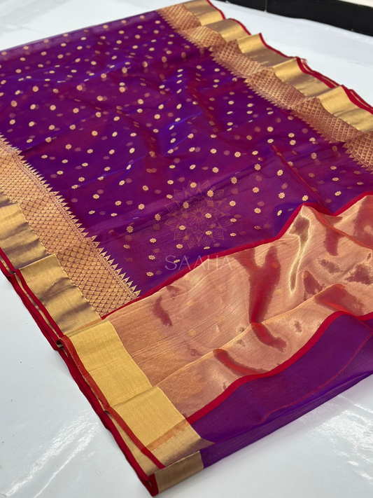 Amethyst Grandeur_Handwoven Pure Chanderi Silk Saree