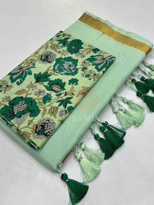 Mint Meadow_Mulcotton Saree