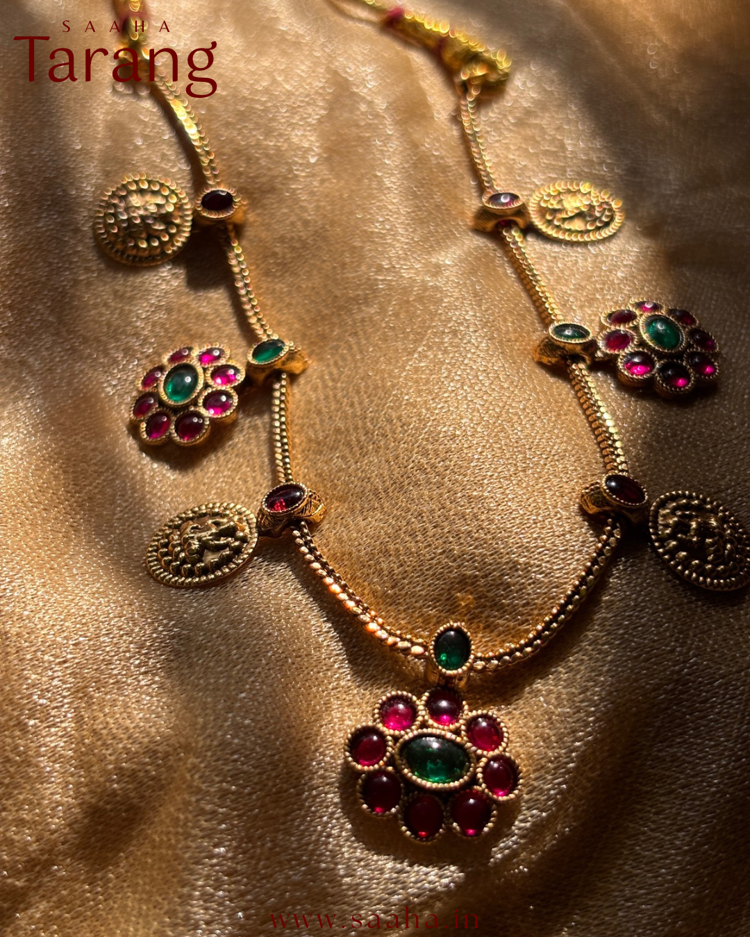 Amudha_Lakshmi Coin & Kemp Floral Necklace