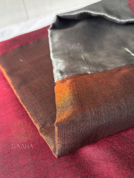 Mystic Merlot_Handwoven Cotton Tissue Saree