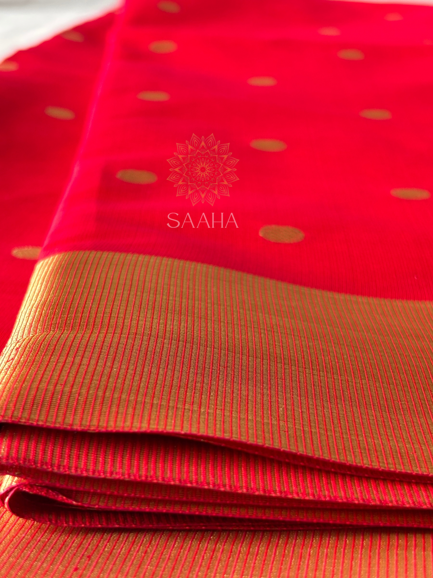 Golden Polka_Soft Banarasi Silk Cotton Saree
