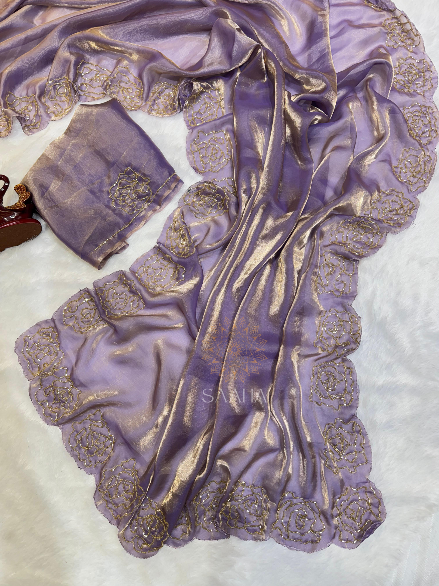 Shimmering Bloom_Fendi Silk Partywear Saree