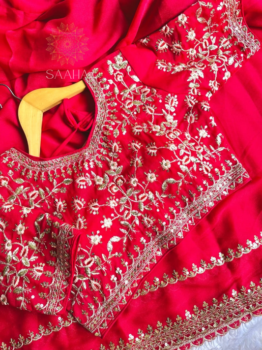 Scarlet Sparkle_Shimmering Georgette Partywear Saree