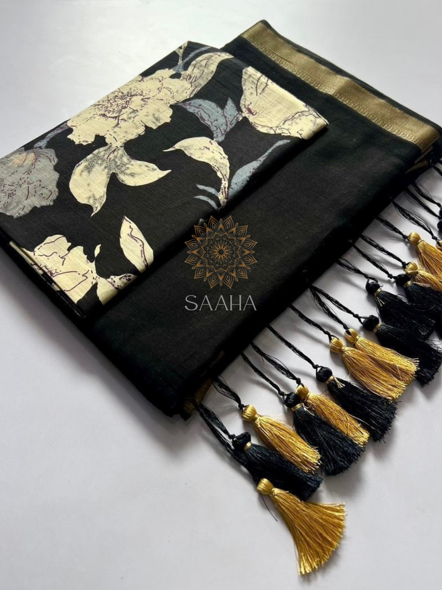 Midnight Blooms_Mulcotton Saree