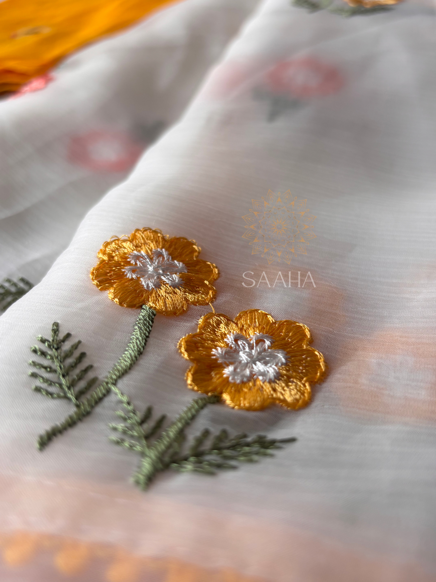 Fairytale Flora_Blended Chiffon Organza Saree