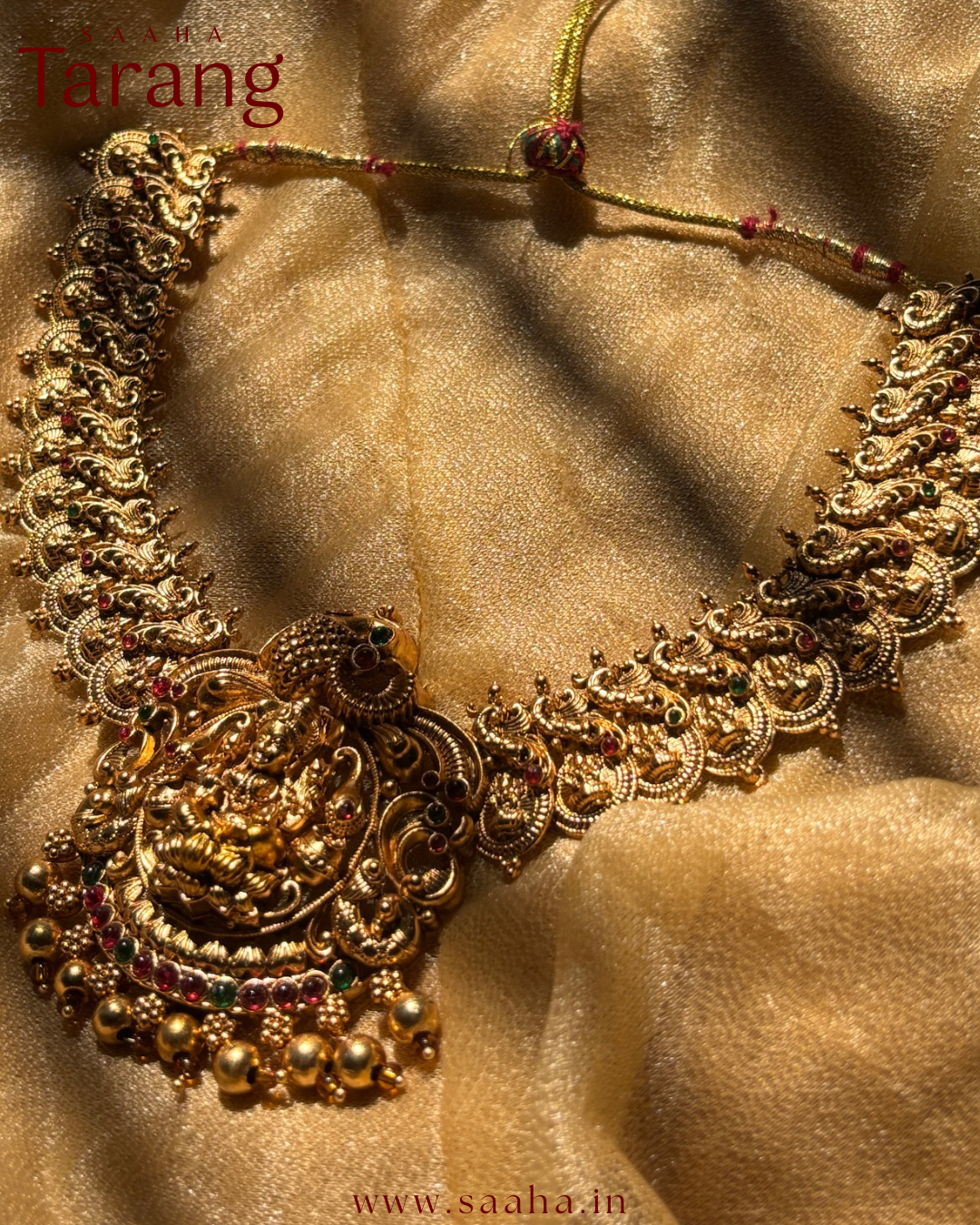 Mythili_Antique Gold-toned Coin & Lakshmi Pendant Necklace