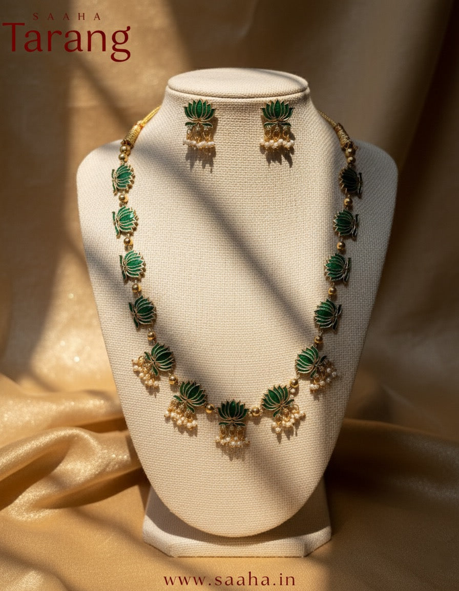 Padmini_Green Lotus Haaram Set
